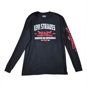 Levi Strauss Long Sleeve Graphic T-Shirt Black Size Large